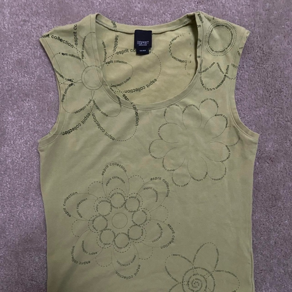 Esprit Olive Green Floral Sleeveless Tank Top